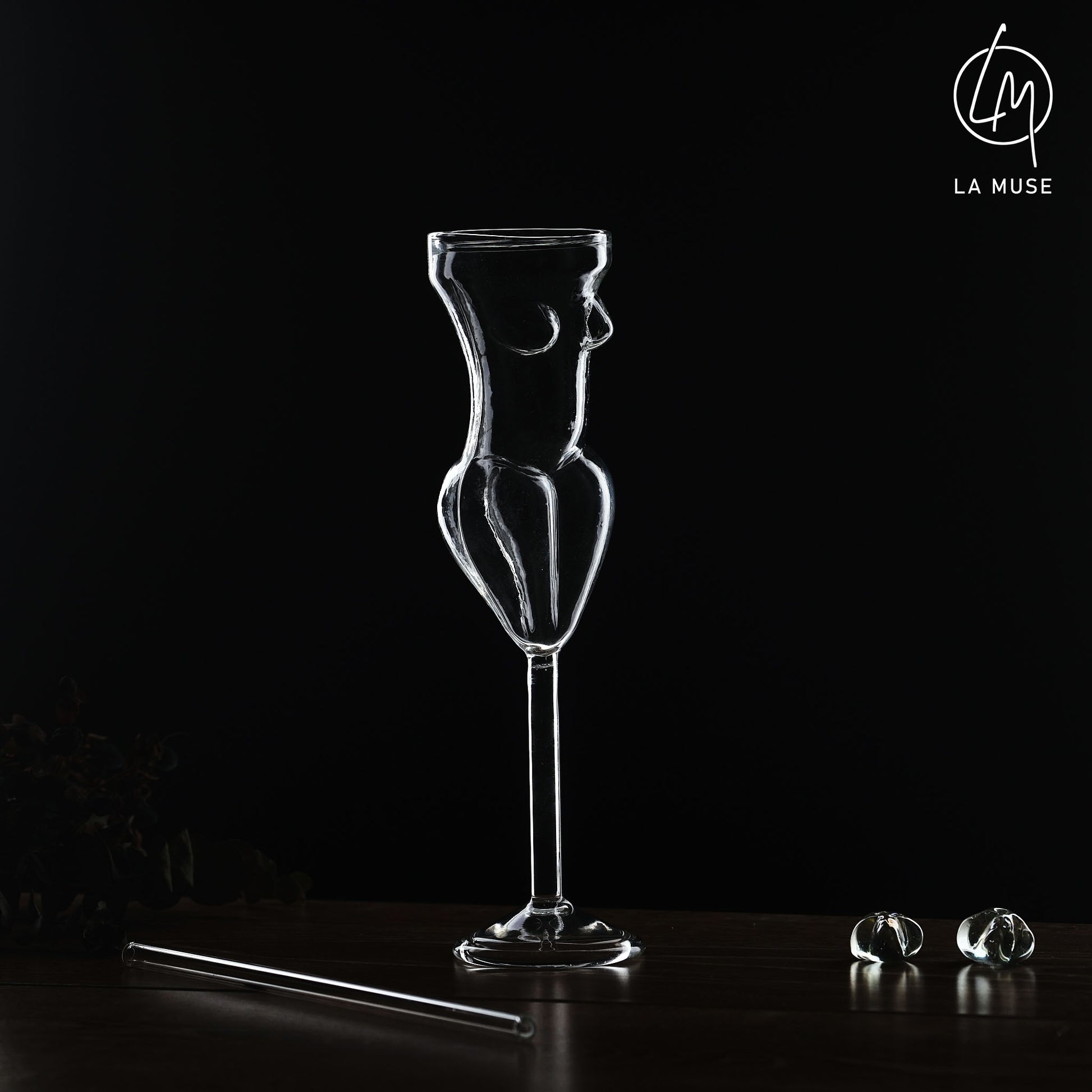 Cocktail Glass Tipsy Temptress - Cocktail Glasses Set with Glass Straw - 170 ml (Set of 2)