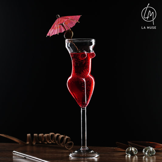 Cocktail Glass Tipsy Temptress - Cocktail Glasses Set with Glass Straw - 170 ml (Set of 2)