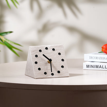 Table Clock The Power Pyramid Leather & MDF Table Clock - Beige