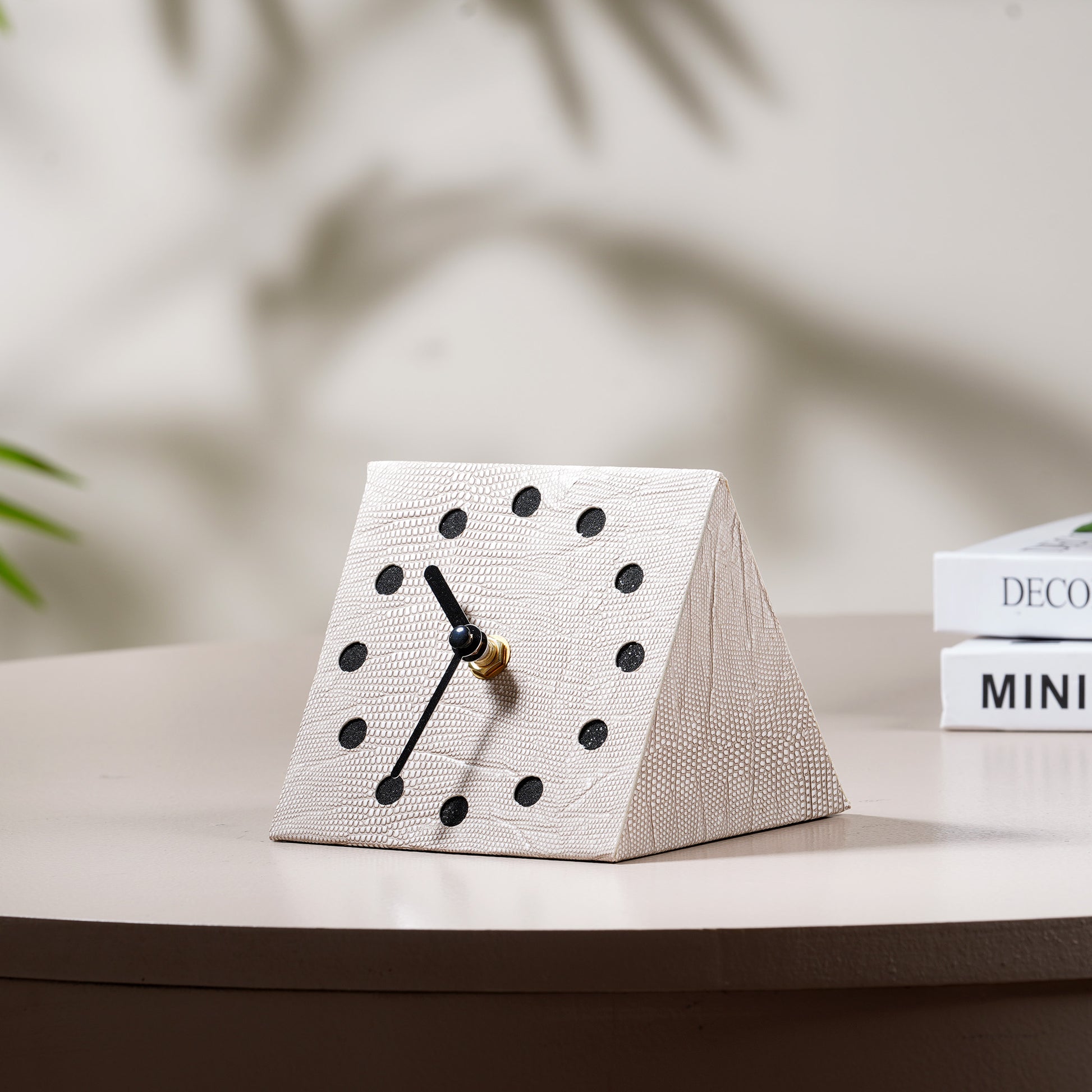 Table Clock The Power Pyramid Leather & MDF Table Clock - Beige