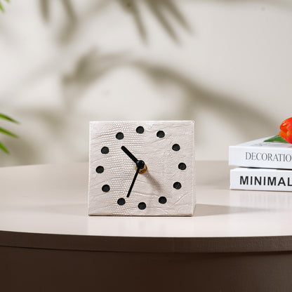 Table Clock The Power Pyramid Leather & MDF Table Clock - Beige