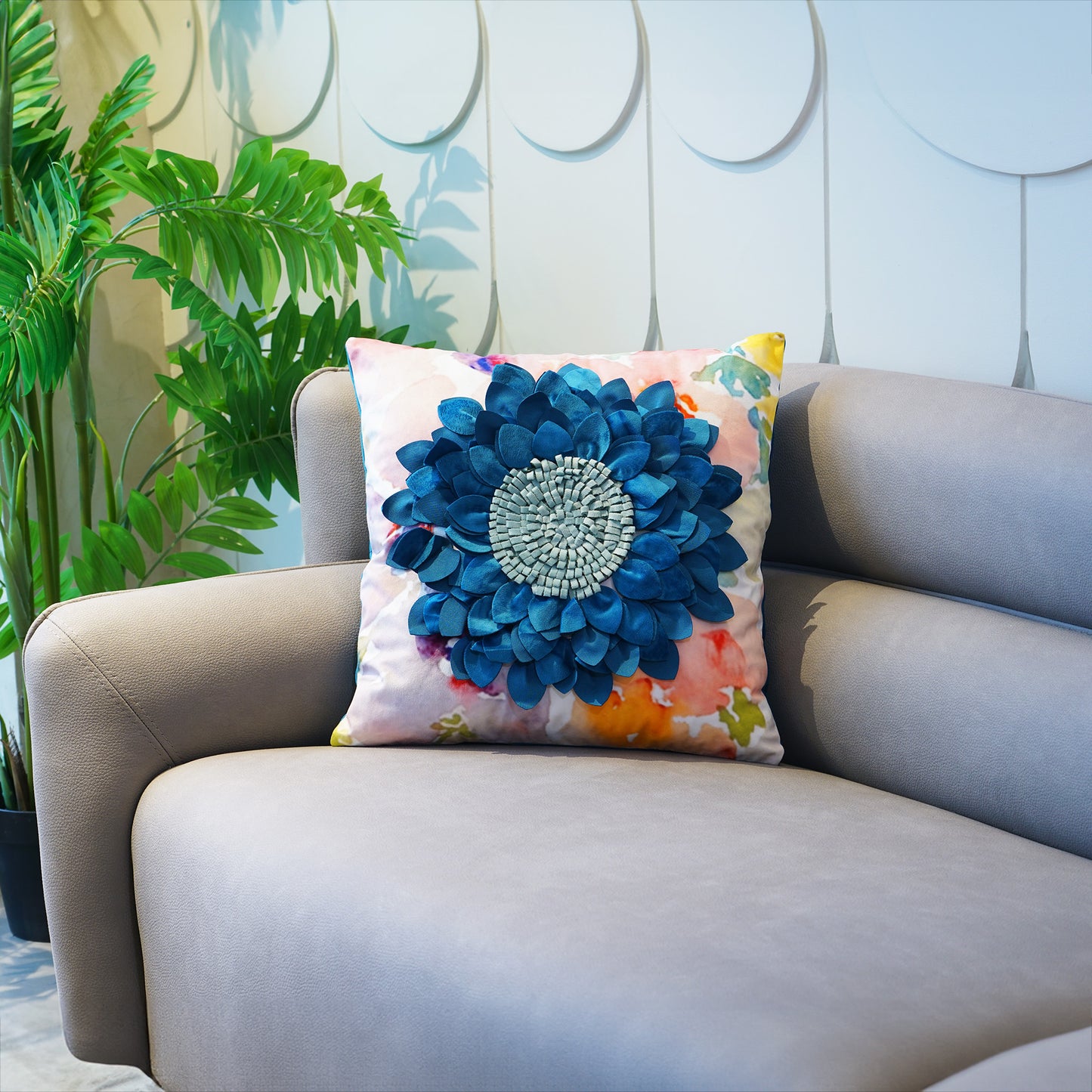 Cushion Cover Flirty Florals - Velvet & Cotton Cushion Cover
