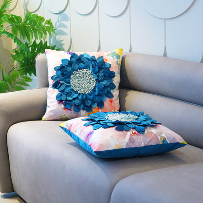 Cushion Cover Flirty Florals - Velvet & Cotton Cushion Cover