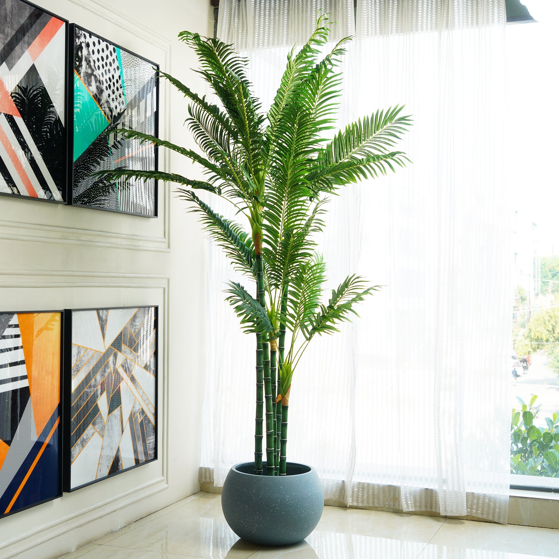 indoor tall palm plants Golden Elegance - 6.5 Ft Tall Artificial Golden Palm Plant by La Muse