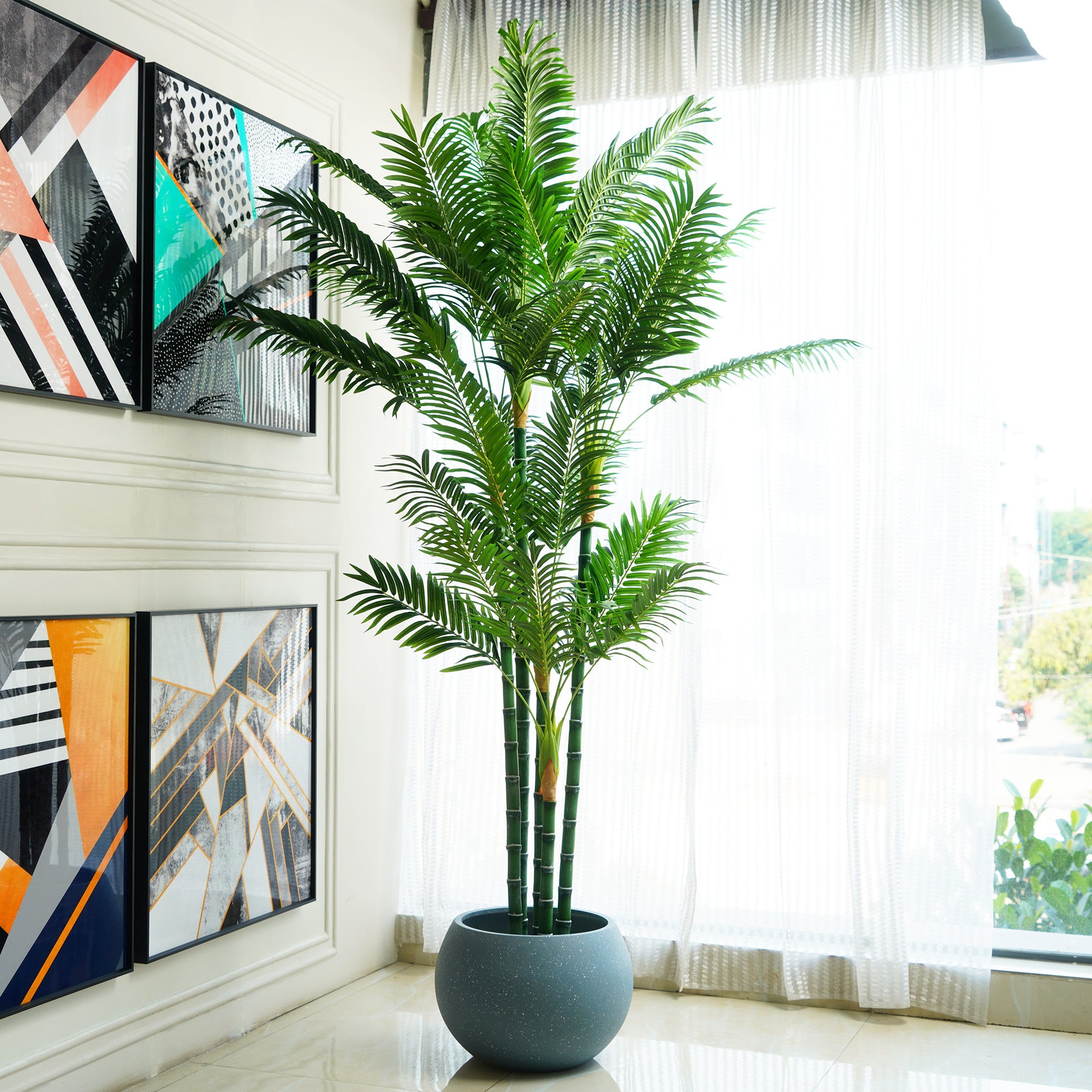 can palm plants take full sun Golden Elegance - 6.5 Ft Tall Artificial Golden Palm Plant by La Muse