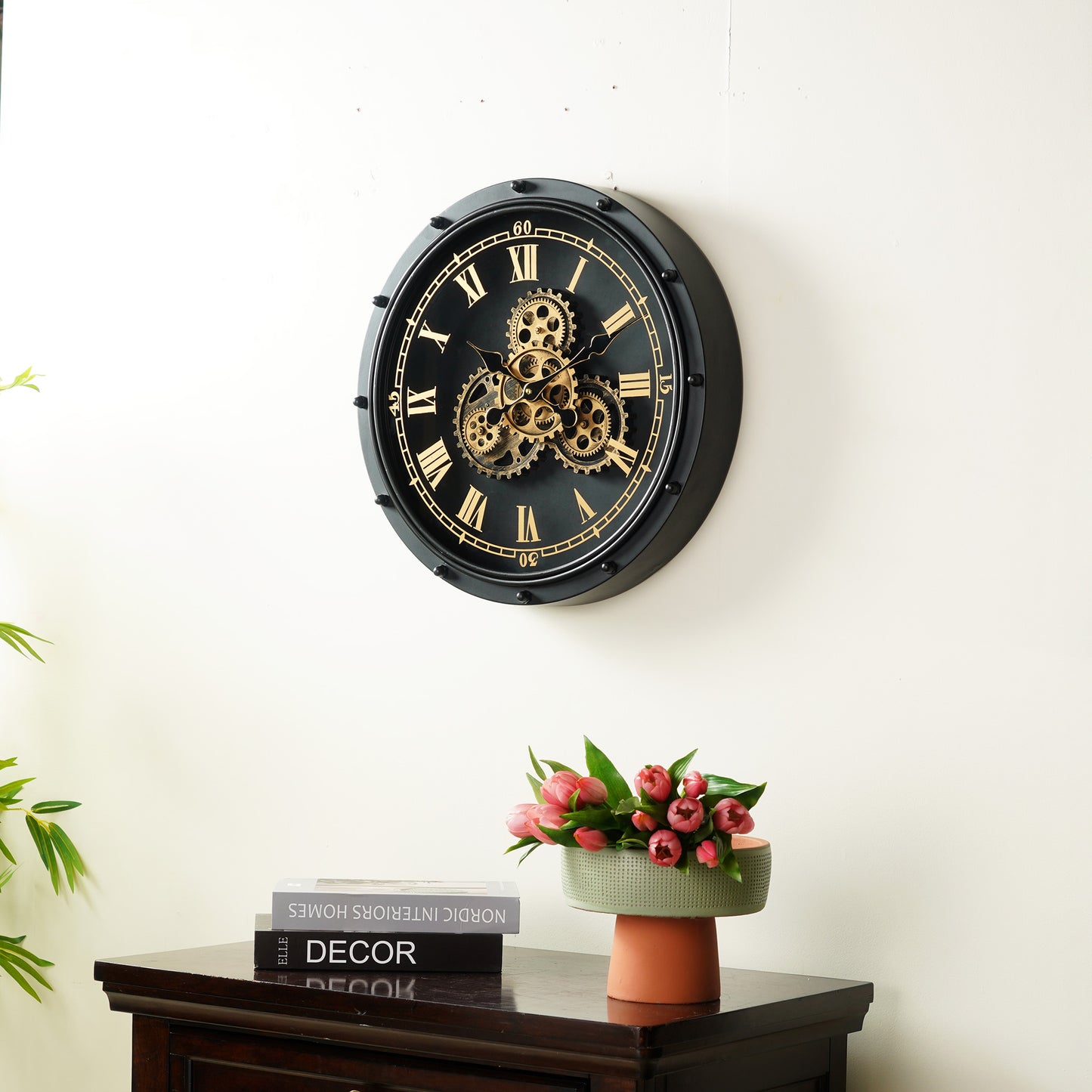 Wall Clocks The Roman Chronograph - Designer Moving Gears Wall Clock (19.6" Dia)