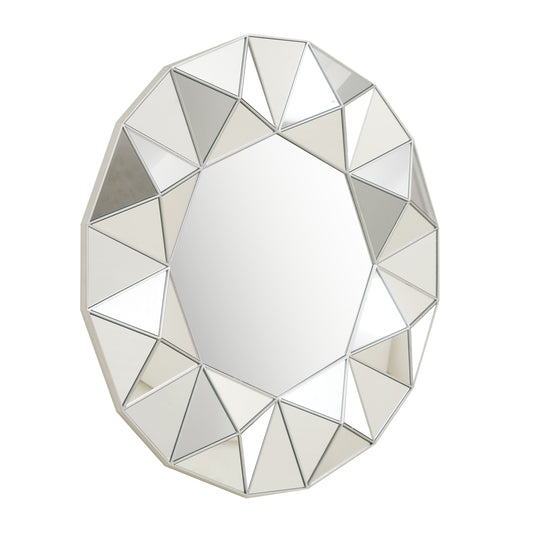 Wall Mirror Twinkle Tango - Silver Finish Geometric Wall Mirror ~ 2.5 Feet Dia