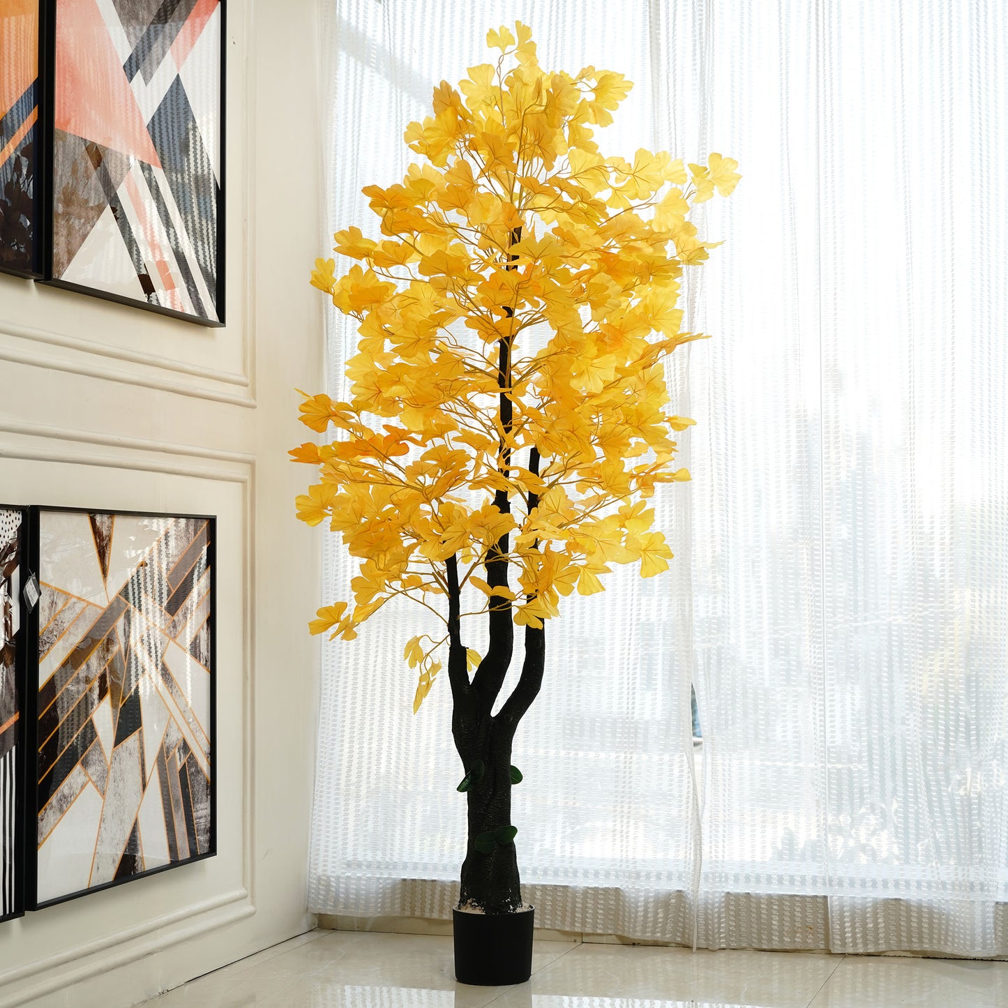 Ginkgo Glow - Artificial Ginkgo Plant ~ 7 Feet Tall