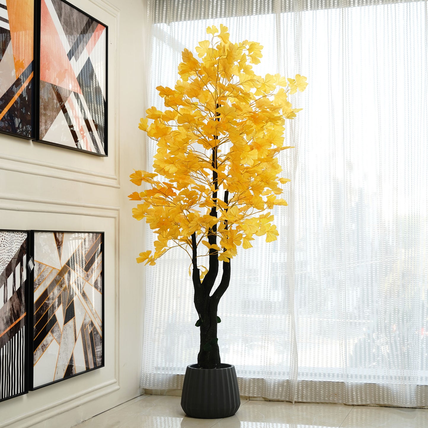 Ginkgo Glow - Artificial Ginkgo Plant ~ 7 Feet Tall