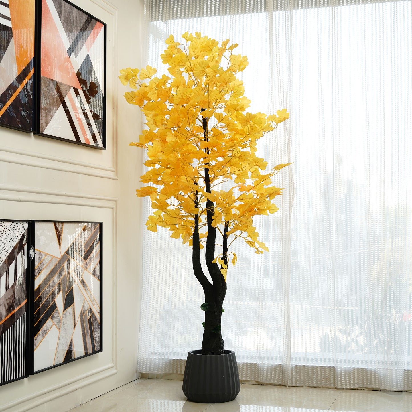 Ginkgo Glow - Artificial Ginkgo Plant ~ 7 Feet Tall