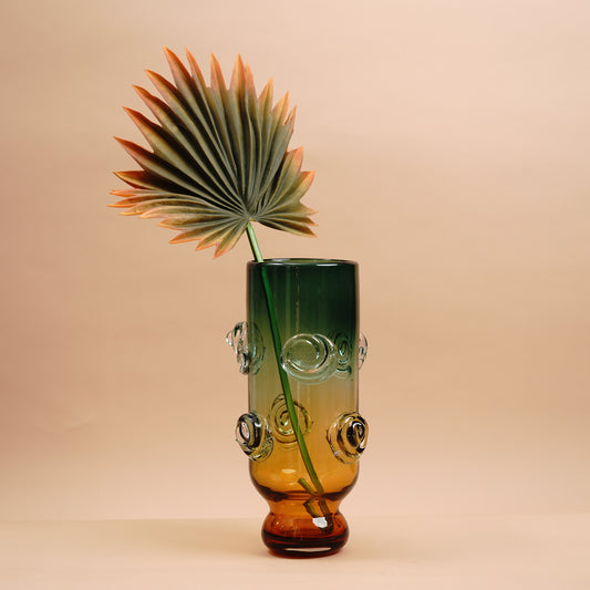 Table Vase Sunlit Meadow - Yellow & Green Glass Table Vase