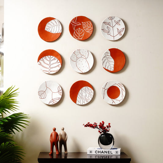 Wall Mounts & Accents Windswept Leaves - Handmade Terracotta Wall Mount Decor (Set of 9)