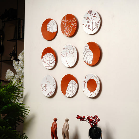 Wall Mounts & Accents Windswept Leaves - Handmade Terracotta Wall Mount Decor (Set of 9)