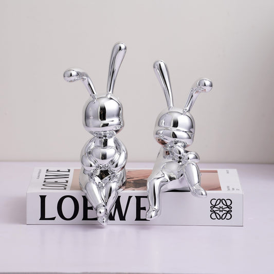 Showpiece The Hopsters - Silver Bunny Table Showpieces (Set of 2)