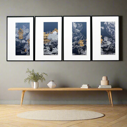 Tales of the Noble Court - Leather & Silk Textured Premium Wall Art ~ 5.5 Ft Long