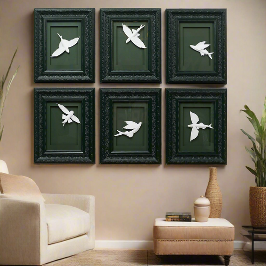 Aviara, The Flight Within - Premium Handmade Wall Art (Set of 6) ~ 5 ft x 4ft
