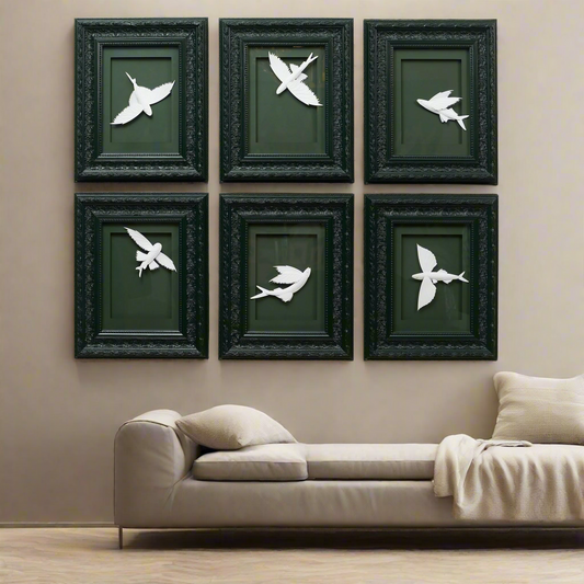 Aviara, The Flight Within - Premium Handmade Wall Art (Set of 6) ~ 5 ft x 4ft