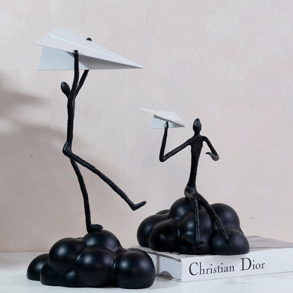 Daydreamer - Plane & Sitting Human Figurine