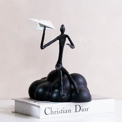 Daydreamer - Plane & Sitting Human Figurine