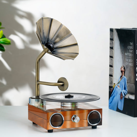 The Playback - Crystal Gramophone Table Showpiece (Amber Brown)
