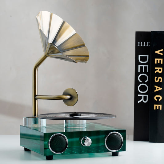 The Playback - Crystal Gramophone Table Showpiece (Green)