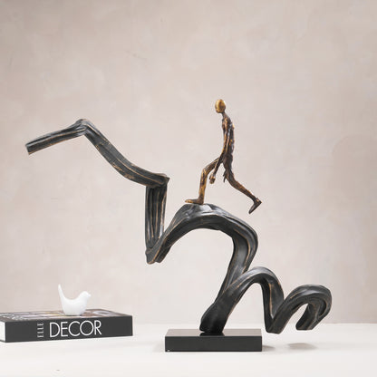 Ascent - Metal & Marble Human Figurine