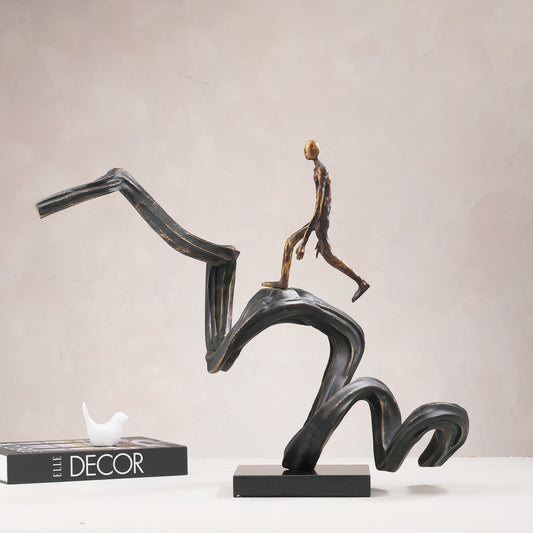Ascent - Metal & Marble Human Figurine
