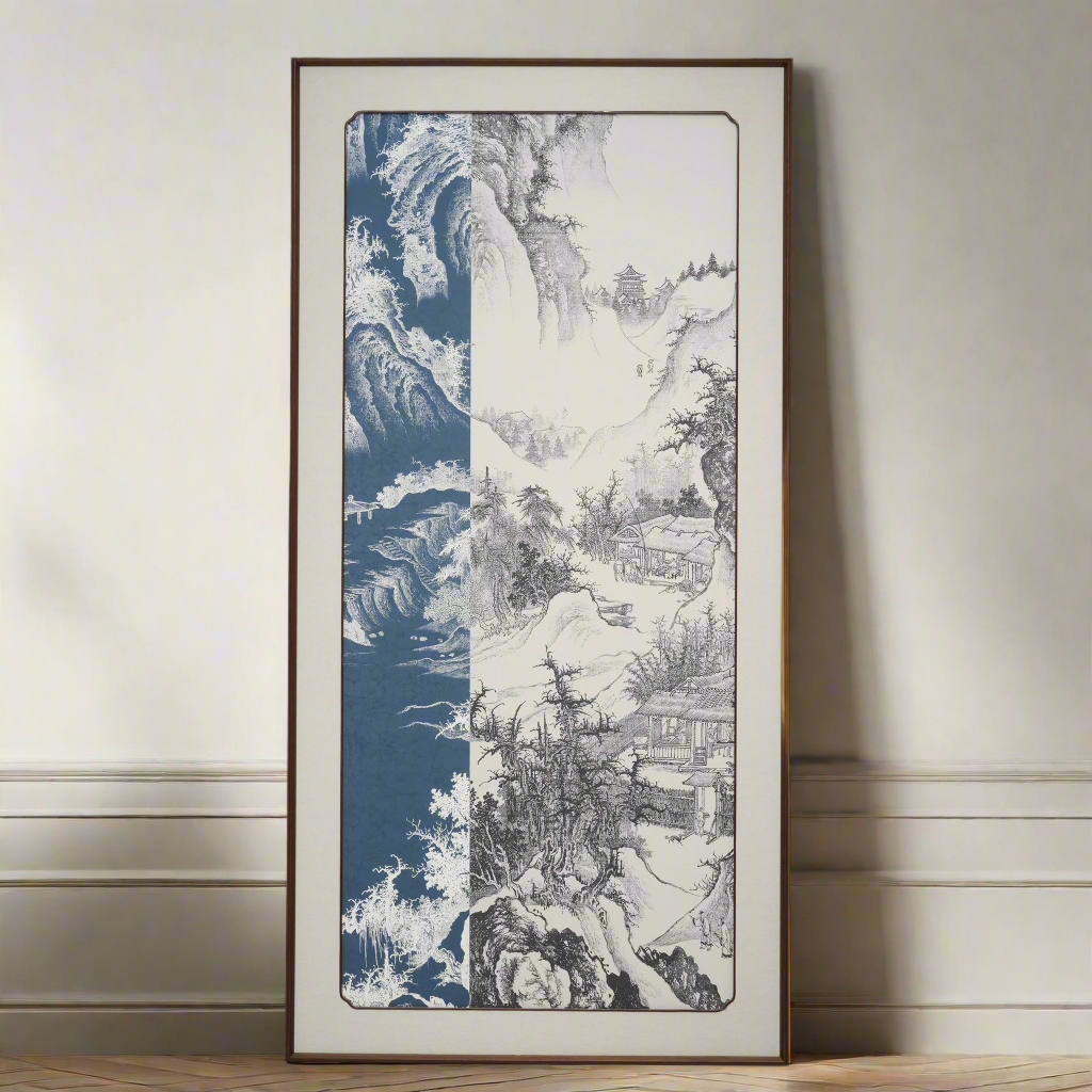 Threads of Time - Premium 3D Vertical Wall Art - Blue ~ 5.5 feet Tall