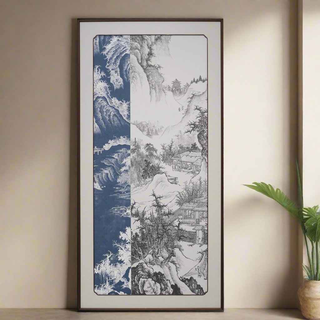 Threads of Time - Premium 3D Vertical Wall Art - Blue ~ 5.5 feet Tall