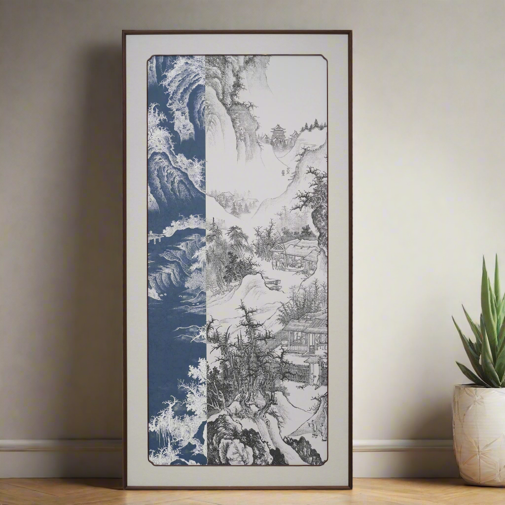Threads of Time - Premium 3D Vertical Wall Art - Blue ~ 5.5 feet Tall