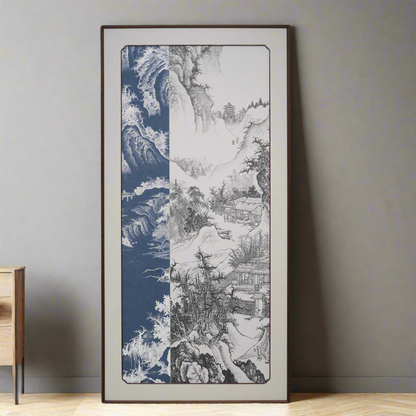 Threads of Time - Premium 3D Vertical Wall Art - Blue ~ 5.5 feet Tall