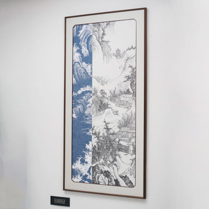 Threads of Time - Premium 3D Vertical Wall Art - Blue ~ 5.5 feet Tall