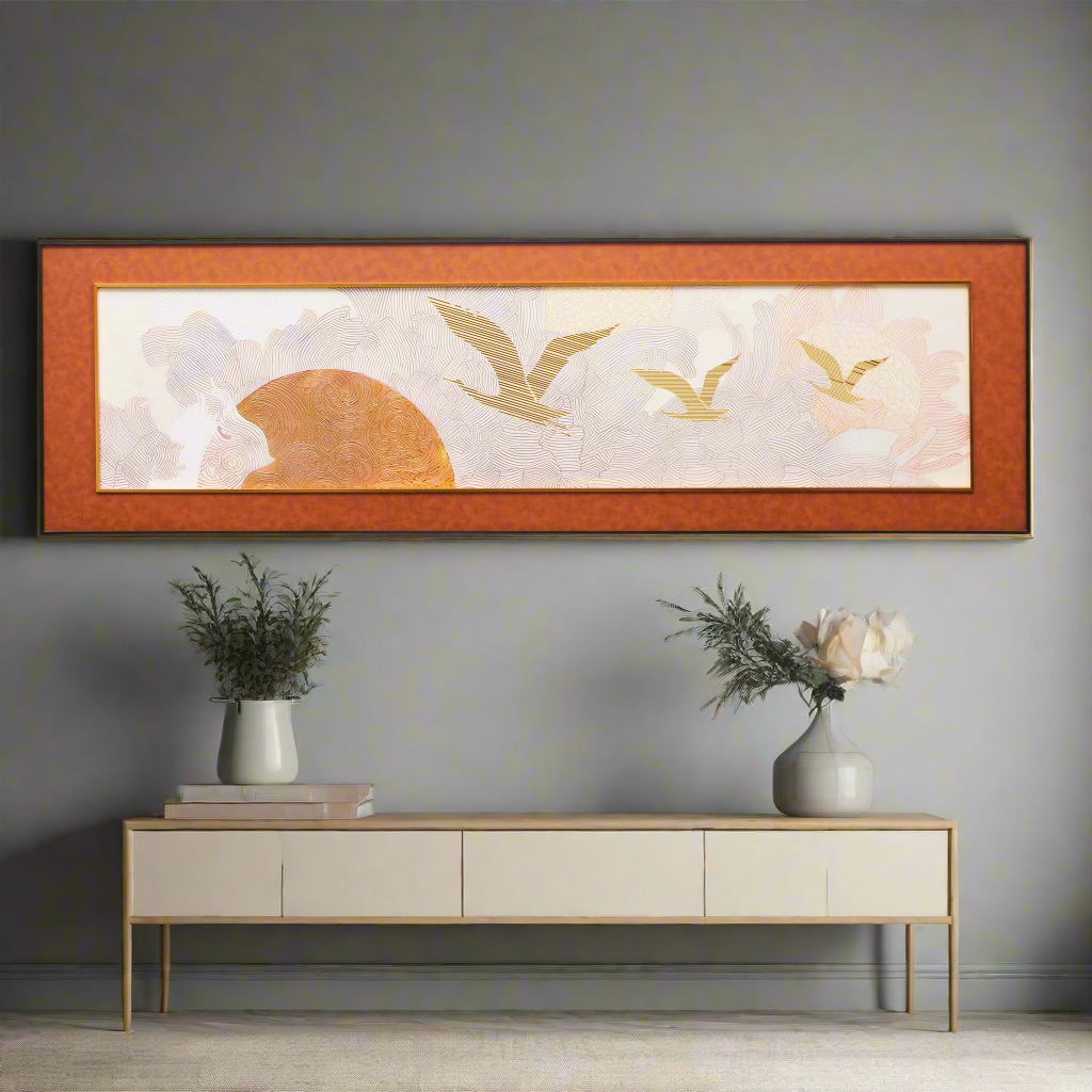 Sojourn Sky - Nature Inspired Premium 3D Leather Wall Art ~ 5 feet Long
