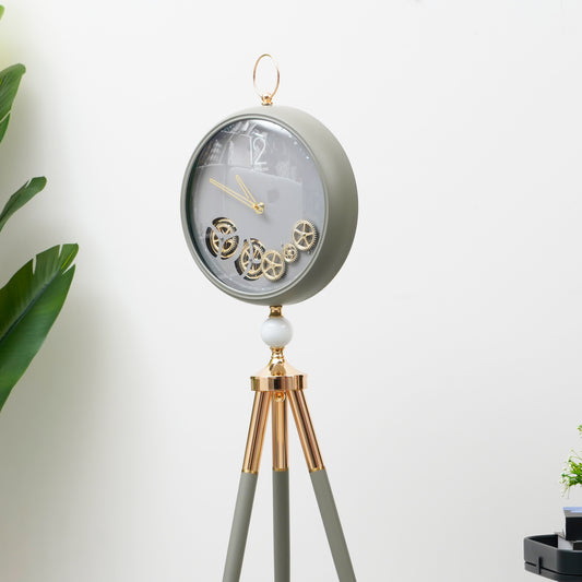 Artisanal Timecraft - Designer Floor Clock with Moving Gears Mechanism - Grey