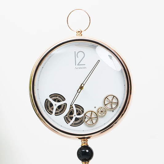 Artisanal Timecraft - Designer Floor Clock with Moving Gears Mechanism - White