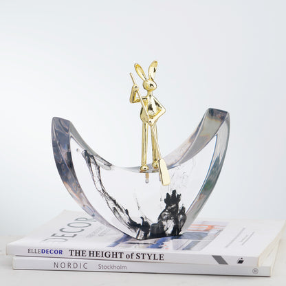 Explorer - Crystal & Brass Bunny Figurine