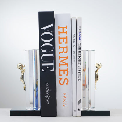 Summit - Crystal & Brass Human Figurines & Bookend (Set of 2)