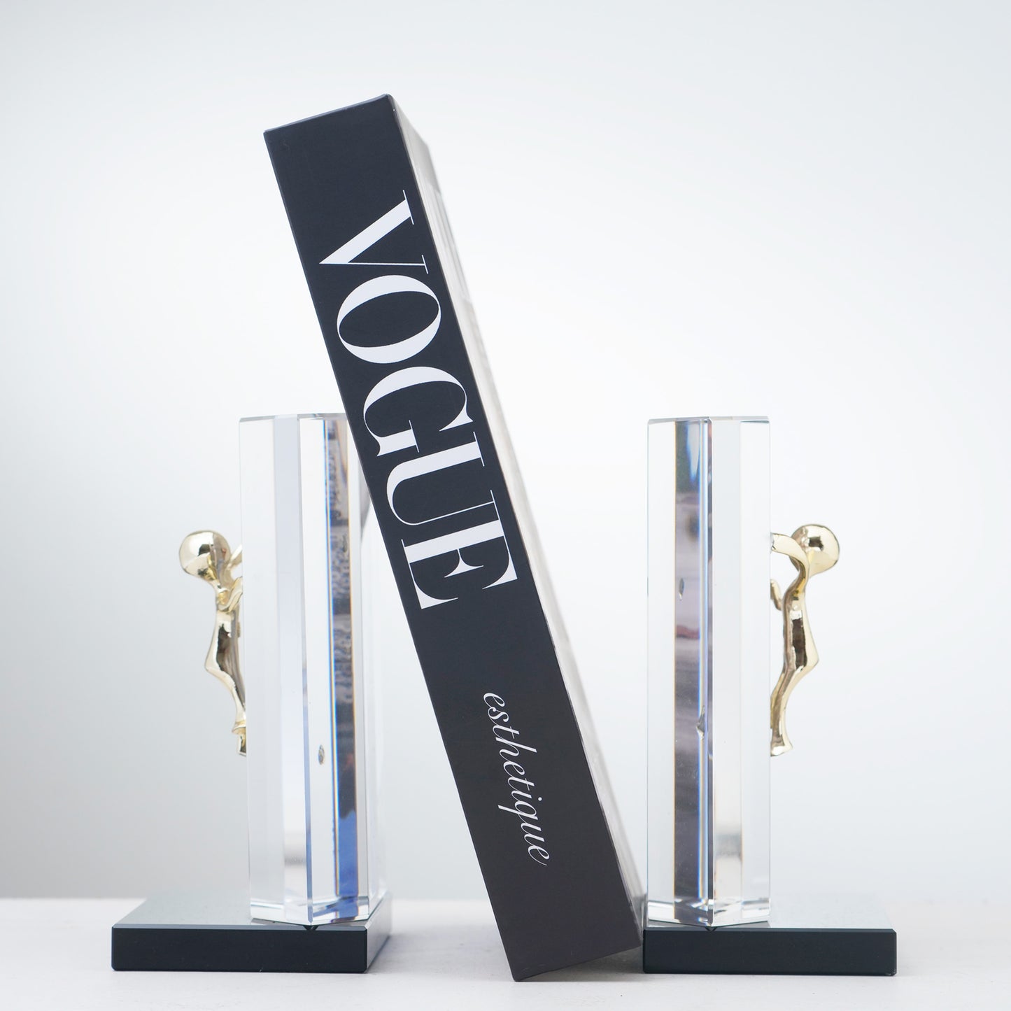 Summit - Crystal & Brass Human Figurines & Bookend (Set of 2)