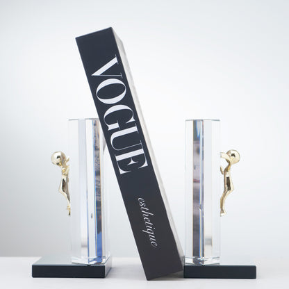 Summit - Crystal & Brass Human Figurines & Bookend (Set of 2)