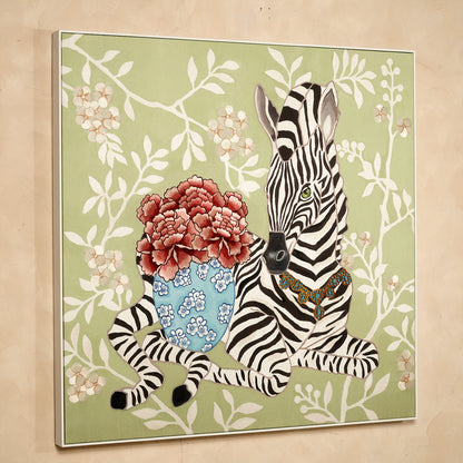 Serengeti - Zebra and Wild Life Inspired Premium Embroidered Wall Art ~ 3.5 x 3.5 ft