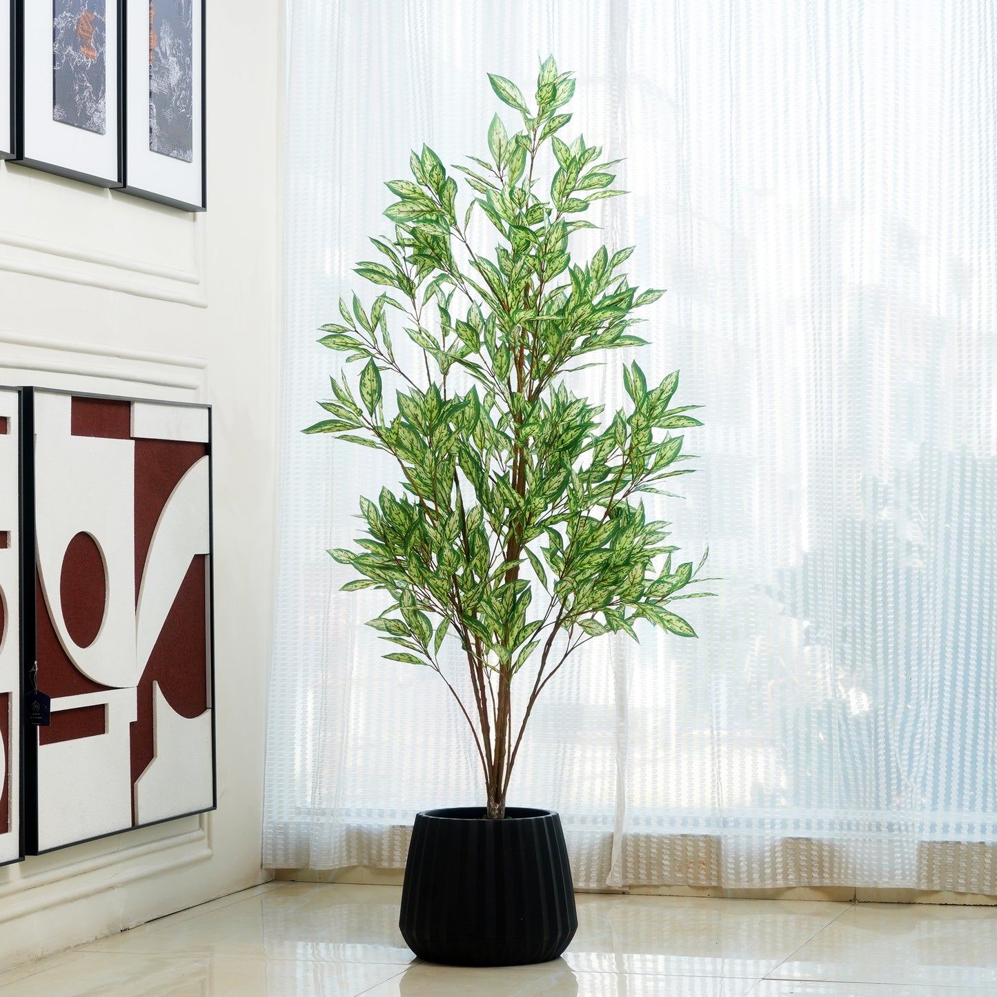 Serein by La Muse – 5 ft Artificial Calathea Plant for Living Room & Office