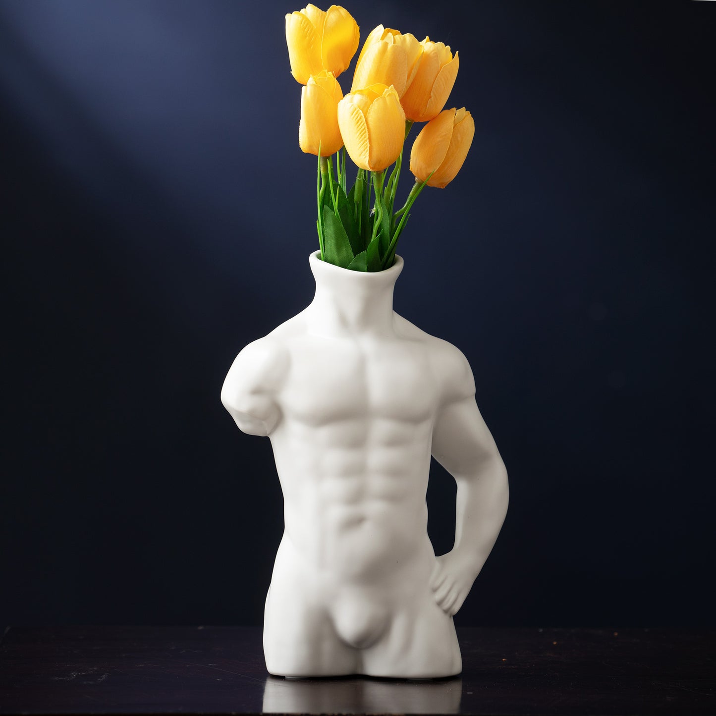 Table Vase The Sculpted Vigor - Ceramic Human Body Flower Vase
