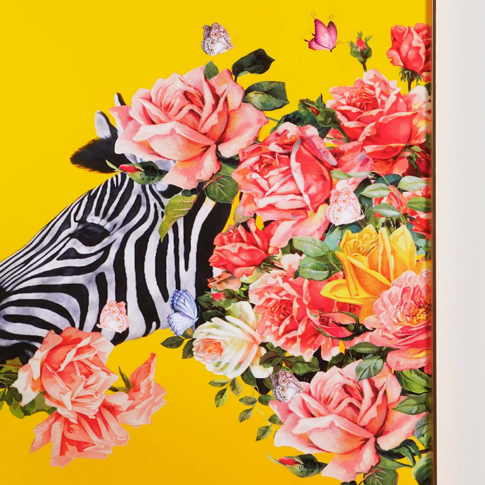 crystal porcelain wall arts Floral Odyssey - Glass Framed HD Print Zebra Wall Art ~ 4 ft x 3 ft