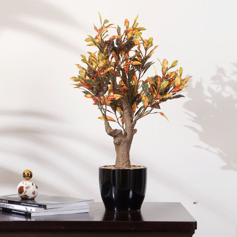 Tropical Radiance Croton - 1.8 Feet Tall Artificial Plant (with ceramic pot)