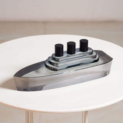 Crystal Seas Ship - Crystal Table Showpiece - Smokey Black