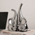The Wise and Mighty Duo - Ceramic Silver Elephants Table Showpiece (Set of 2)