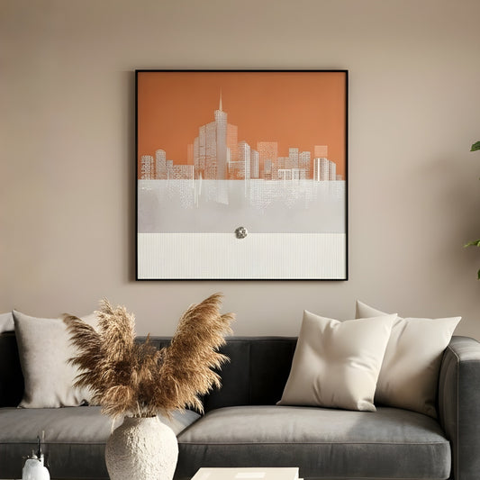 Skyline by La Muse – 3 ft × 3 ft New York Cityscape Leather Wall Art for Modern Interiors