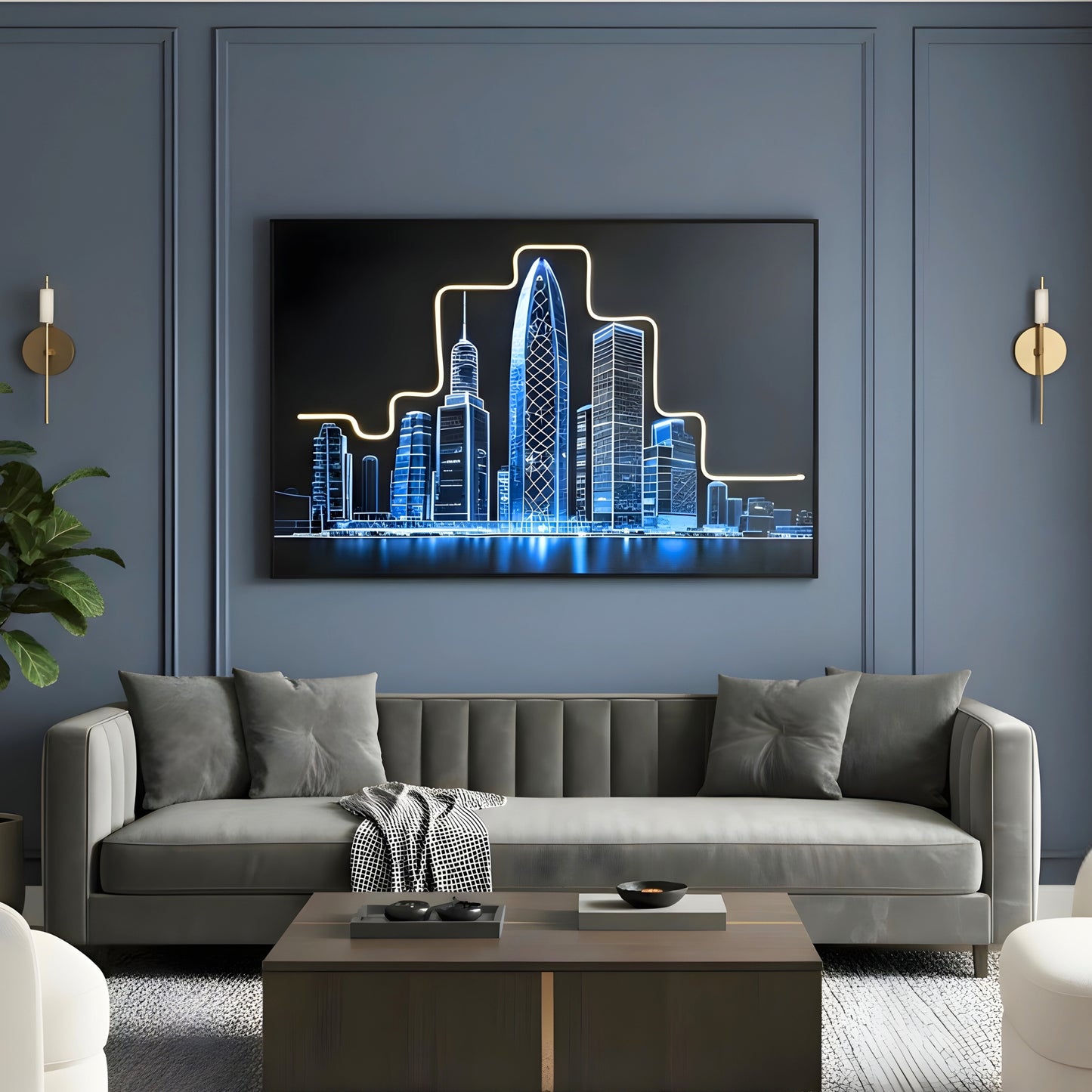 Skyline by La Muse – 4 ft × 3 ft LED Wall Art for Living Rooms & Offices