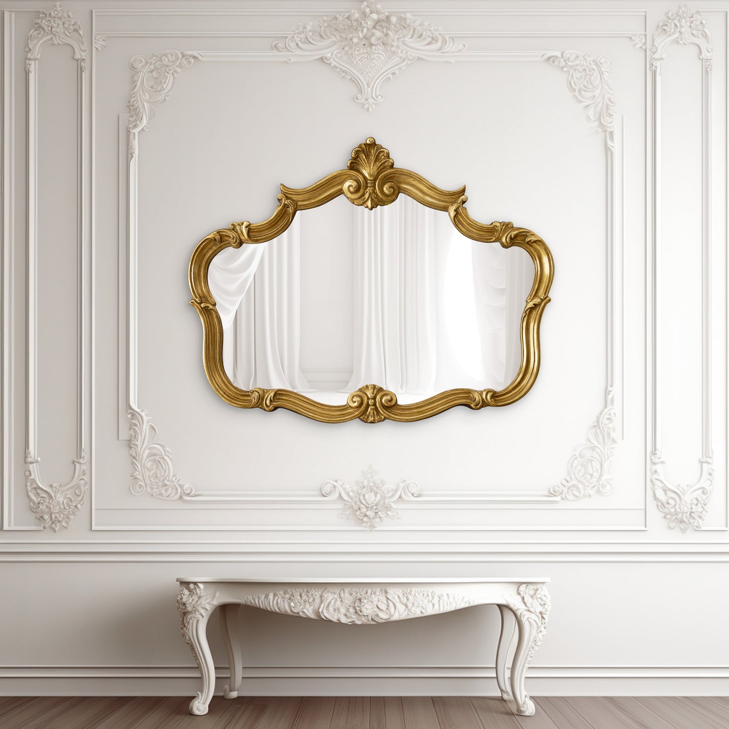 Wall Mirror Royal Rococo - Victorian Style Premium Gold Finish Wall Mirror ~ 3.1 ft x 2.4 ft