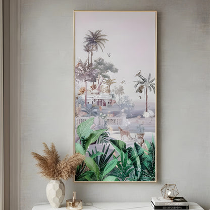 Vantara – Natural Silk Textured Art with Diamond & Pearl Detailing ~ 5.5 ft x 3 ft